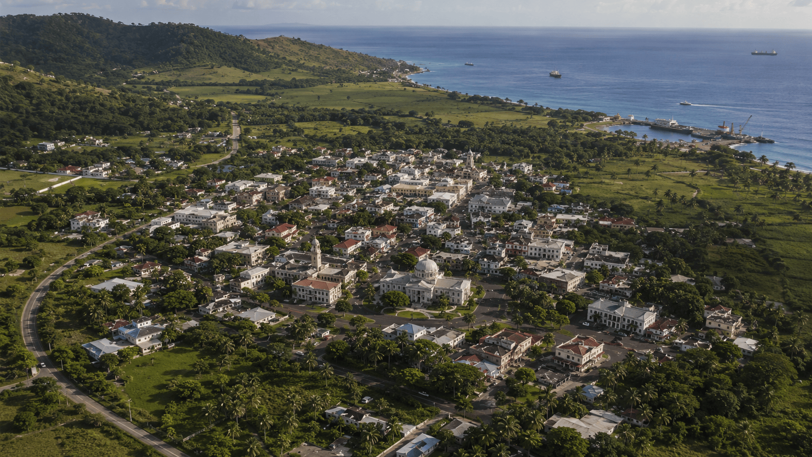 Aerial view of Bodoni, San Serriffe